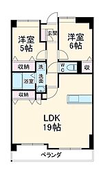 名古屋市営東山線 上社駅 徒歩6分の賃貸マンション 5階2LDKの間取り