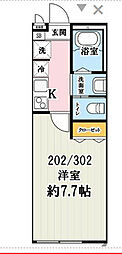 （仮名）キャメル稲毛2 302 3階1Kの間取り