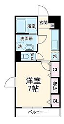 ウインドヒル川口 301 3階1Kの間取り