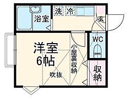 JR南武線 平間駅 徒歩4分の賃貸アパート 2階1Kの間取り