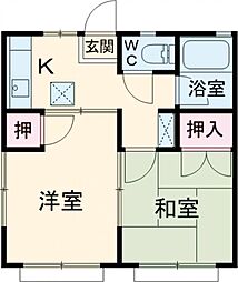 グリーンハイツ多摩平 2Kの間取図画像