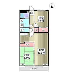 ニューセラヴィ伊勢崎 1DKの間取図画像