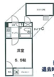 M-ハウス 1Kの間取図画像