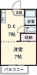 コア・イトジュー 1DKの間取図画像