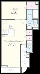 ルミセンス 1LDKの間取図画像