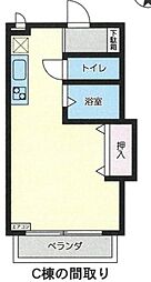 フジメイトC ワンルームの間取図画像