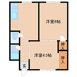 黒部ビル 2Kの間取図画像