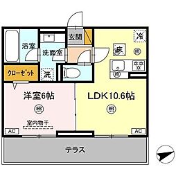 シャンティ 1LDKの間取図画像