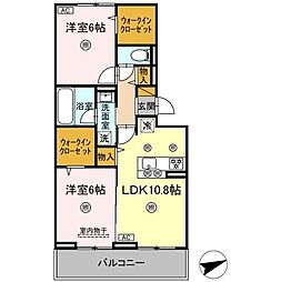 シャンティ 2LDKの間取図画像
