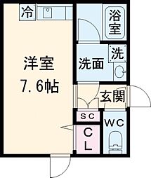 BLANCCOURT武蔵小山 ワンルームの間取図画像