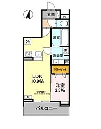さいたま市中央区下落合2丁目アパート 1LDKの間取図画像