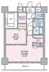 ライブ・トピア八王子 1SLDKの間取図画像