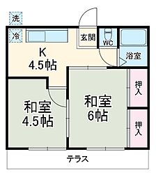 中台荘 2Kの間取図画像