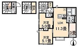 クレールムサシ 2SLDKの間取図画像
