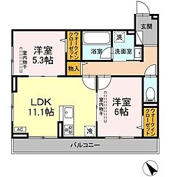 D Paina 鴨居II 2LDKの間取図画像