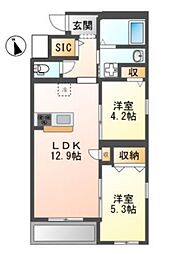 シャイン湘南 2LDKの間取図画像