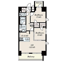 S-RESIDENCE六番町 2LDKの間取図画像