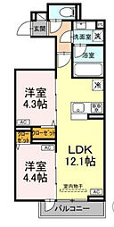 セレスティア谷中 2LDKの間取図画像