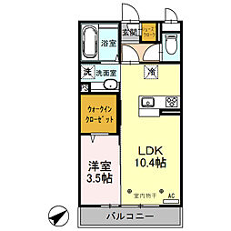 ミレニア籠原 1LDKの間取図画像
