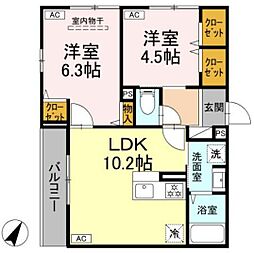 フラクタス湘南茅ヶ崎 2LDKの間取図画像