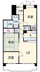 JR総武線 津田沼駅 徒歩13分の賃貸マンション 4階3LDKの間取り