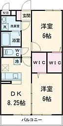 コンフォール瑞江VI 1階2DKの間取り