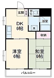アネックス元住吉 3階2DKの間取り