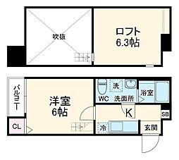 アレーゼ本大久保 1階1Kの間取り