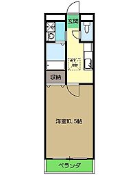 グリーン　ヴェール 2階1Kの間取り