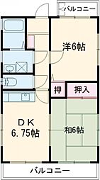 都営新宿線 瑞江駅 徒歩13分の賃貸マンション 3階2DKの間取り