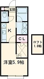 都営新宿線 篠崎駅 徒歩9分の賃貸アパート 1階1Kの間取り