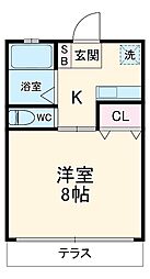 きよすみハイツ 1階1Kの間取り