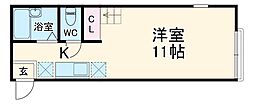 ハーミットクラブハウス西横浜 2階ワンルームの間取り