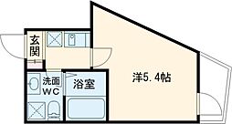 ヴィラ一之江 1階ワンルームの間取り