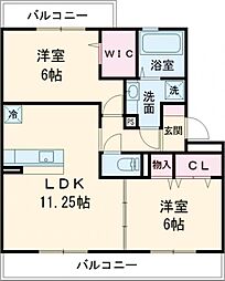 都営新宿線 篠崎駅 徒歩5分の賃貸アパート 1階2LDKの間取り