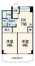 メゾンラフォーレ 3階2DKの間取り