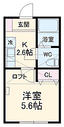 JR総武線 幕張本郷駅 徒歩14分の賃貸アパート 1階1Kの間取り