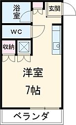 チャコール浦安 1階ワンルームの間取り