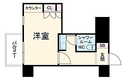 東急東横線 新丸子駅 徒歩5分の賃貸マンション 2階1Kの間取り