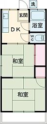 すみれ荘 2階2Kの間取り