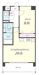 オーベルニュII 2階1LDKの間取り
