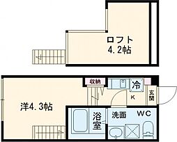 ハーモニーテラス篠崎 1階ワンルームの間取り