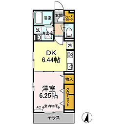 都営新宿線 篠崎駅 バス18分 鹿骨5丁目下車 徒歩6分の賃貸アパート 1階1DKの間取り