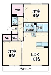 ガイドウェイバス志段味線 小幡緑地駅 徒歩30分の賃貸アパート 2階2LDKの間取り