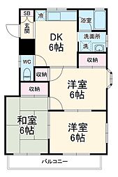 小川コーポ 2階3DKの間取り