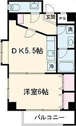 クレーテII篠崎 5階1DKの間取り
