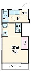 サンハイツ 2階1Kの間取り