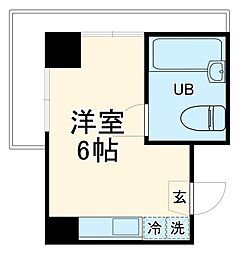 ウィング横浜 406 4階ワンルームの間取り