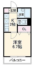 ロングインA 1Kの間取図画像