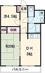 都営新宿線 船堀駅 徒歩8分の賃貸マンション 5階2DKの間取り